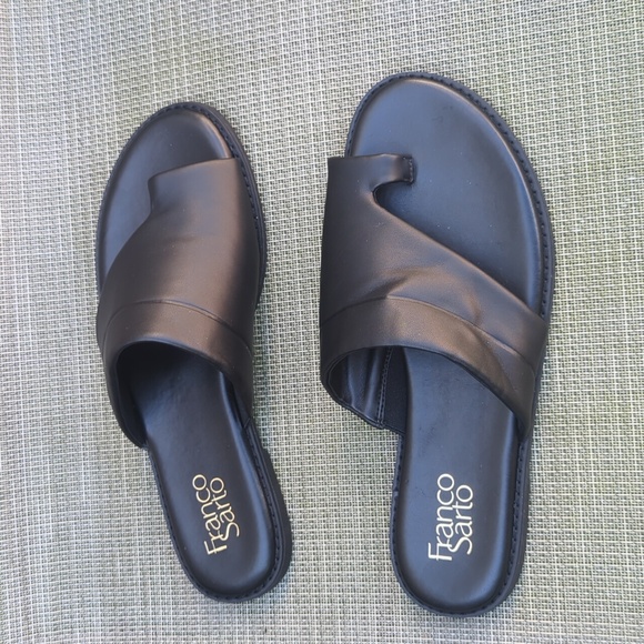 Franco Sarto Black Leather Sandals - Picture 4 of 9